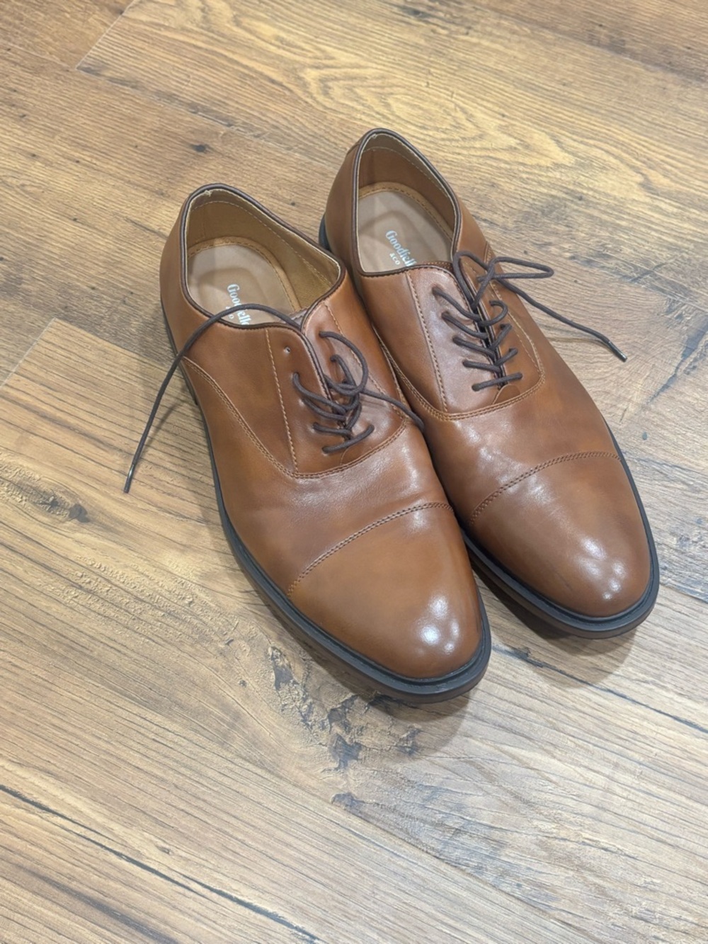 Goodfellow & Co Men's Brown Leather Cap-Toe Oxford Dress Shoes Size 11.5